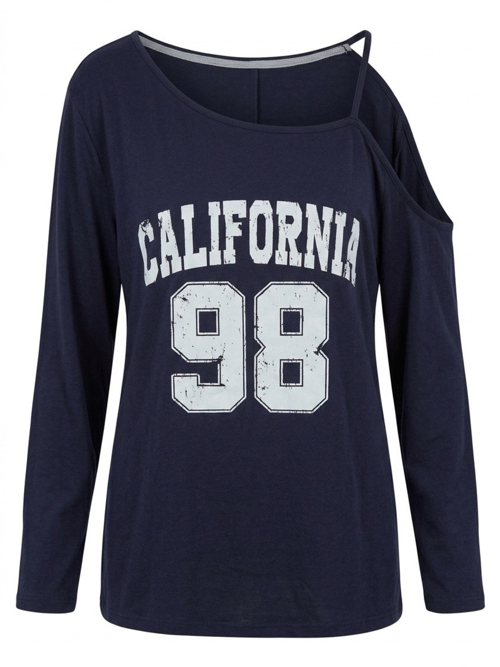 California 98 Off-Shoulder Long Sleeve Top - Navy 2X